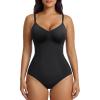 imageSHAPERX Womens Shapewear Bodysuit Bonded Tummy Control Panel Seamless Comfy Body Shaper With Targeted CompressionBlack