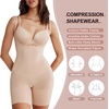 image:imageSHAPERX Womens Shapewear Bodysuit Smoothing Tummy Control Body Shaper with Adjustable Straps Comfortable MidThigh ShortsBeigeunderbust