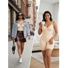 image:imageSHAPERX Womens Shapewear Bodysuit Tummy Control Seamless ZipUp Body Shaper Waist Defining SilhouetteBeige