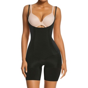 image:imageSHAPERX Womens Shapewear Bodysuit Smoothing Tummy Control Body Shaper with Adjustable Straps Comfortable MidThigh ShortsBlackunderbust
