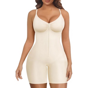 image:imageSHAPERX Womens Shapewear Bodysuit Tummy Control Seamless ZipUp Body Shaper Waist Defining SilhouetteWhite