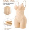 image:imageSHAPERX Womens Shapewear Bodysuit Bonded Tummy Control Panel Seamless Faja ZipUp Body Shaper With Zipper CrotchBeige