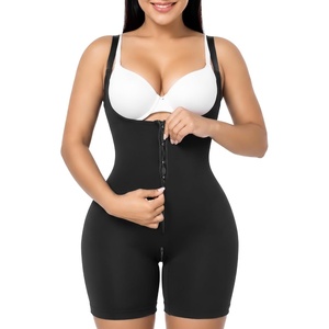 image:imageSHAPERX Womens Shapewear Bodysuit Bonded Tummy Control Panel Seamless Faja ZipUp Mid Thigh Body Shaper with Zipper CrotchBlack