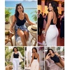 image:imageSHAPERX Womens Low Back Shapewear Bodysuit Seamless Tummy Control Backless Thong Body Shaper with Adjustable StrapsBlack