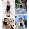 image:imageSHAPERX Womens Tummy Control Shapewear Thong Bodysuit Seamless Waist Snatching Body ShaperBlack Thong