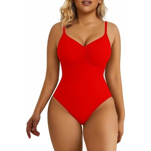 image:imageSHAPERX Womens Tummy Control Shapewear Thong Bodysuit Seamless Waist Snatching Body ShaperRed